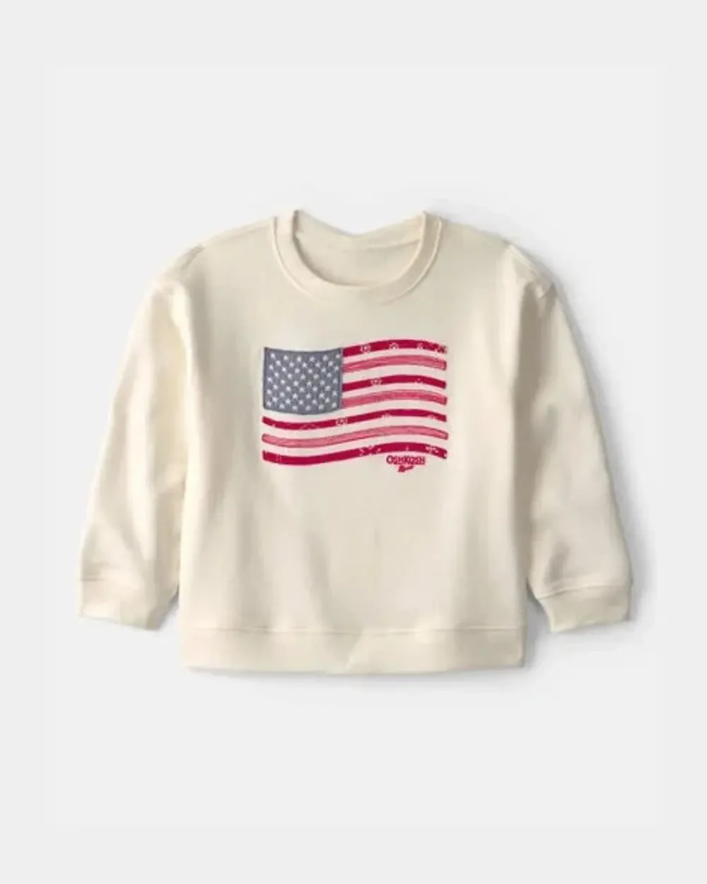 NEW Oshkosh B'gosh Girl Cream American Flag USA 4th of July Sweatshirt 4T